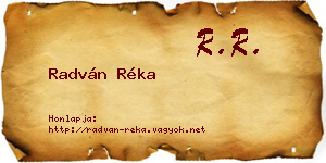 Radván Réka névjegykártya